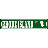 Rhode Island St Silhouette Novelty Metal Street Sign 24" x 5" (ST)