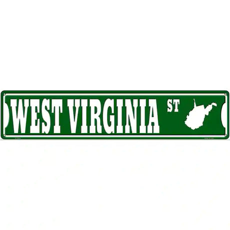 West Virginia St Silhouette Novelty Metal Street Sign 24" x 5" (ST)