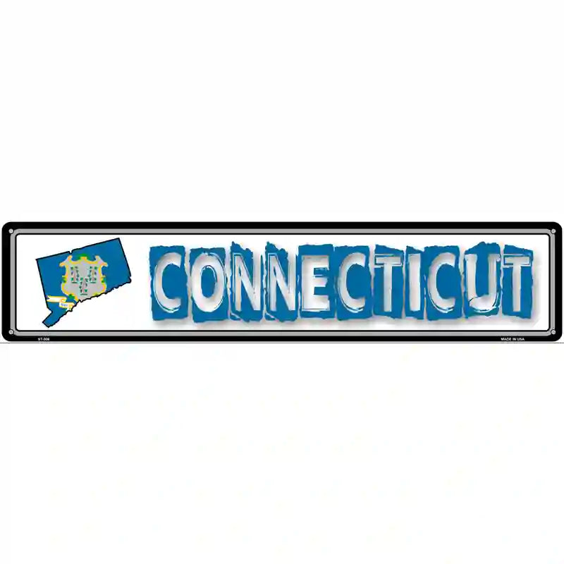 Connecticut State Outline Novelty Metal Vanity Street Sign 24" x 5" (ST)