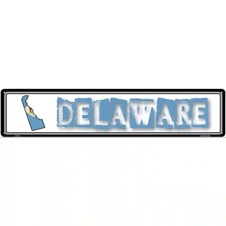 Delaware State Outline Novelty Metal Vanity Street Sign 24" x 5" (ST)