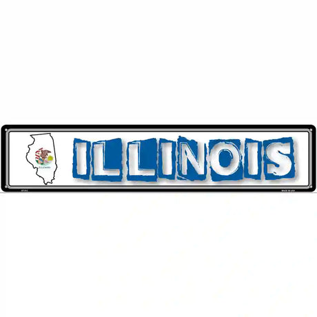 Illinois State Outline Novelty Metal Vanity Street Sign 24" x 5" (ST)