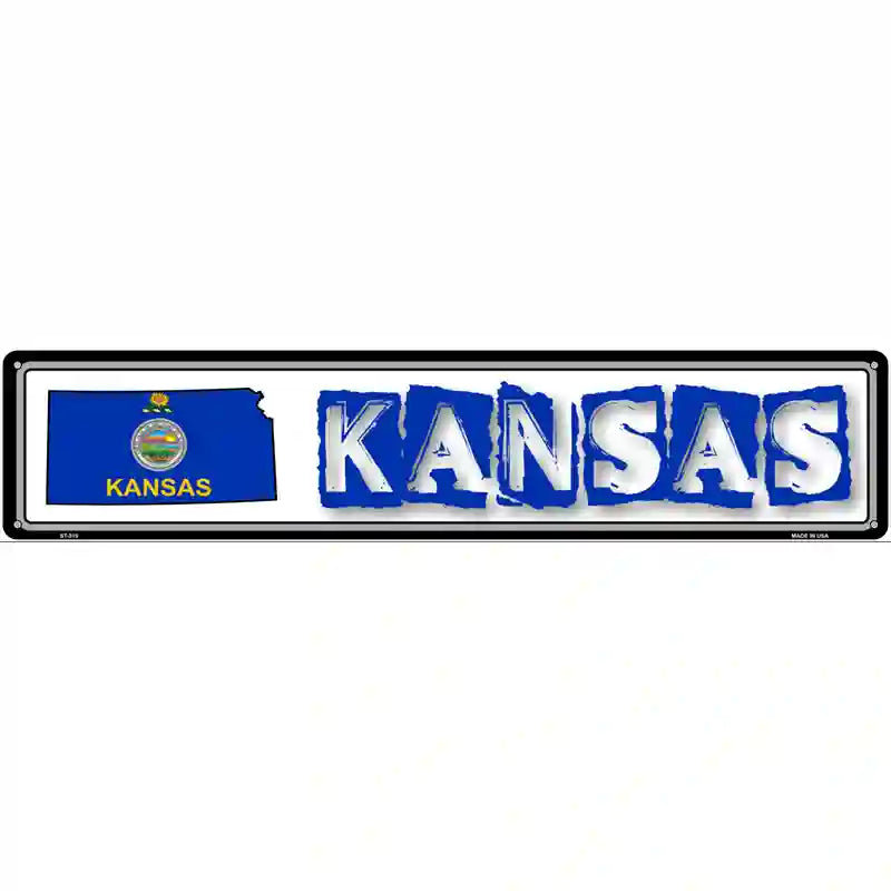 Kansas State Outline Novelty Metal Vanity Street Sign 24" x 5" (ST)