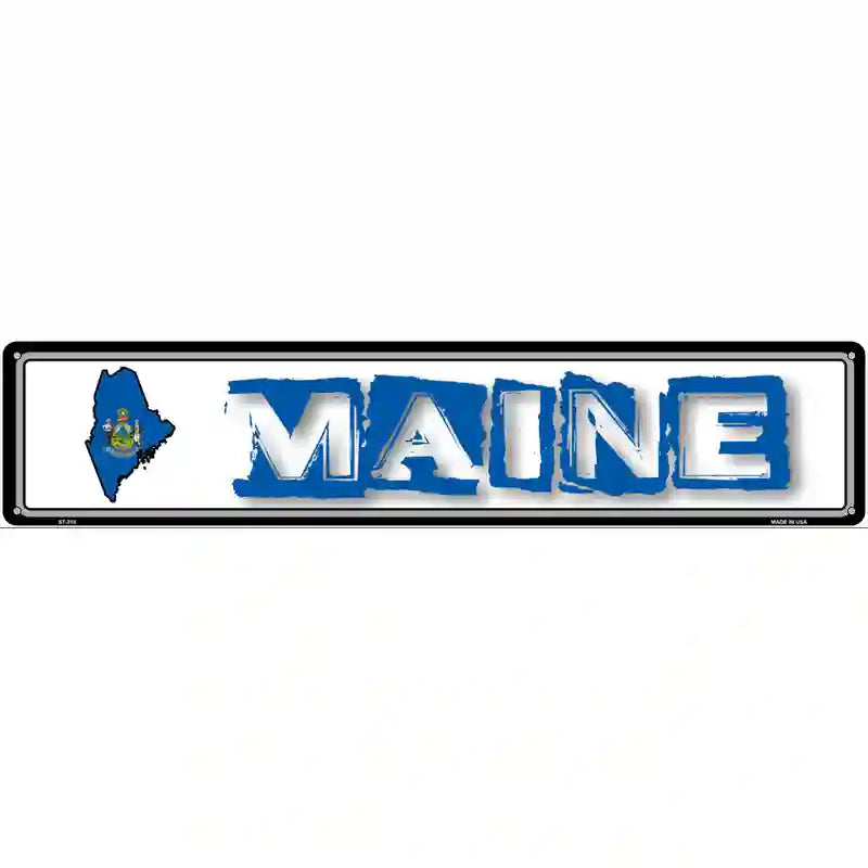 Maine State Outline Novelty Metal Vanity Street Sign 24" x 5" (ST)