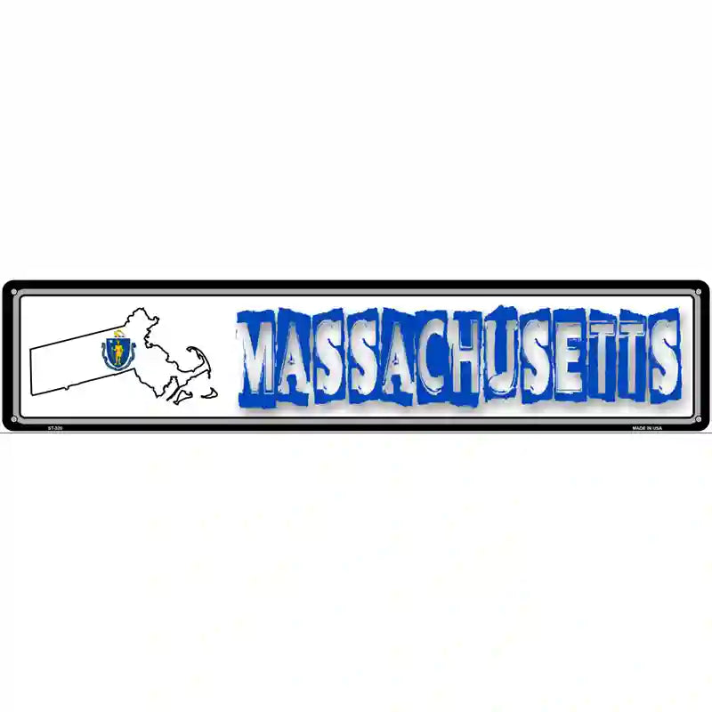 Massachusetts State Outline Novelty Metal Vanity Street Sign 24" x 5" (ST)