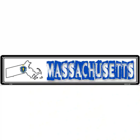 Massachusetts State Outline Novelty Metal Vanity Street Sign 24" x 5" (ST)