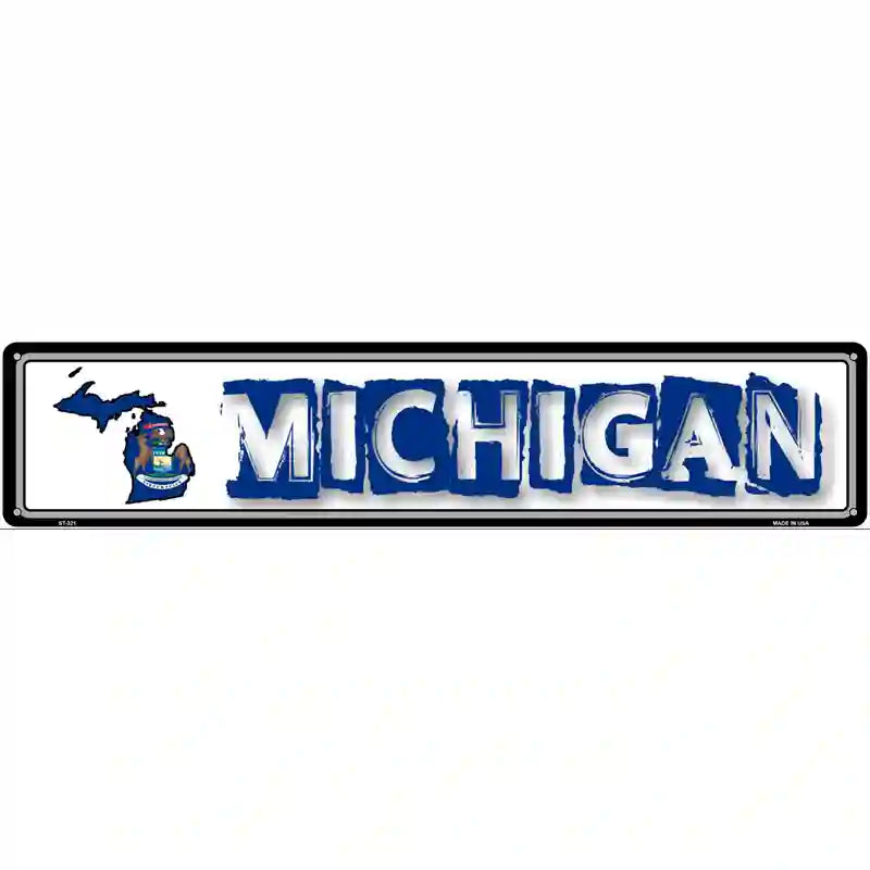 Michigan State Outline Novelty Metal Vanity Street Sign 24" x 5" (ST)