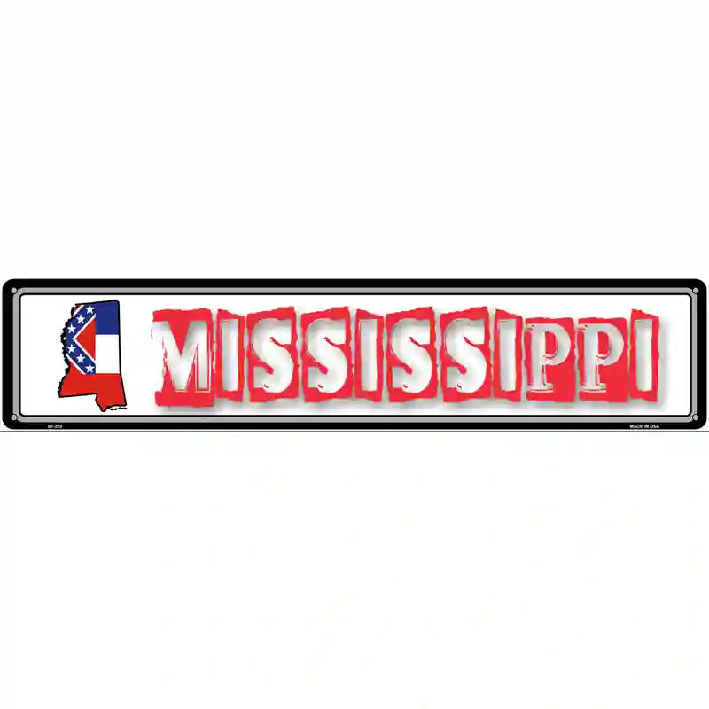 Mississippi State Outline Novelty Metal Vanity Street Sign 24" x 5" (ST)