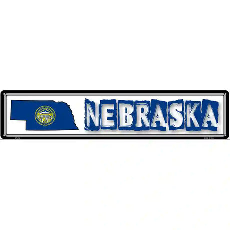 Nebraska State Outline Novelty Metal Vanity Street Sign 24" x 5" (ST)