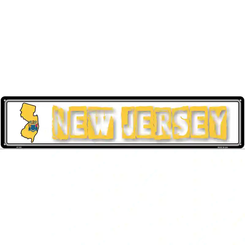 New Jersey State Outline Novelty Metal Vanity Street Sign 24" x 5" (ST)