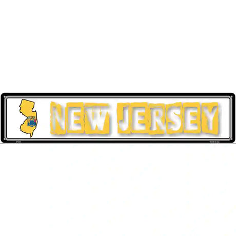 New Jersey State Outline Novelty Metal Vanity Street Sign 24" x 5" (ST)