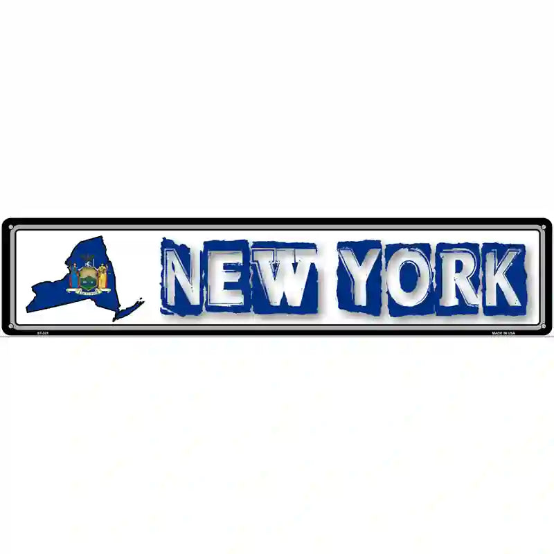 New York State Outline Novelty Metal Vanity Street Sign 24" x 5" (ST)