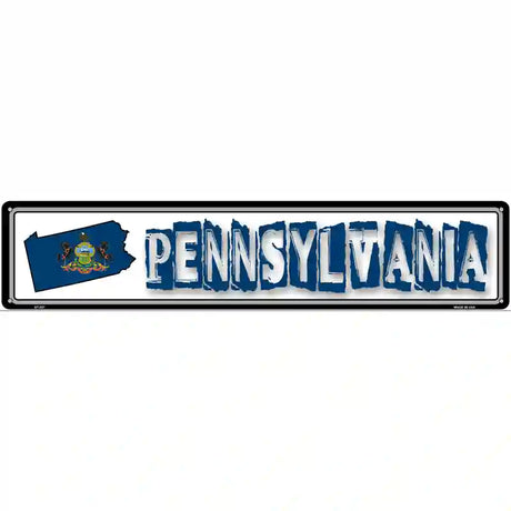 Pennsylvania State Outline Novelty Metal Vanity Street Sign 24" x 5" (ST)