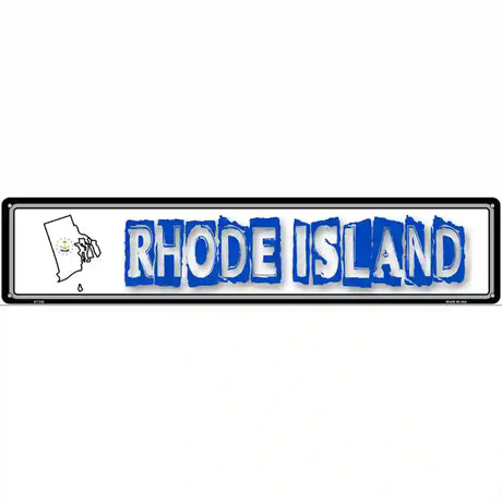 Rhode Island State Outline Novelty Metal Vanity Street Sign 24" x 5" (ST)