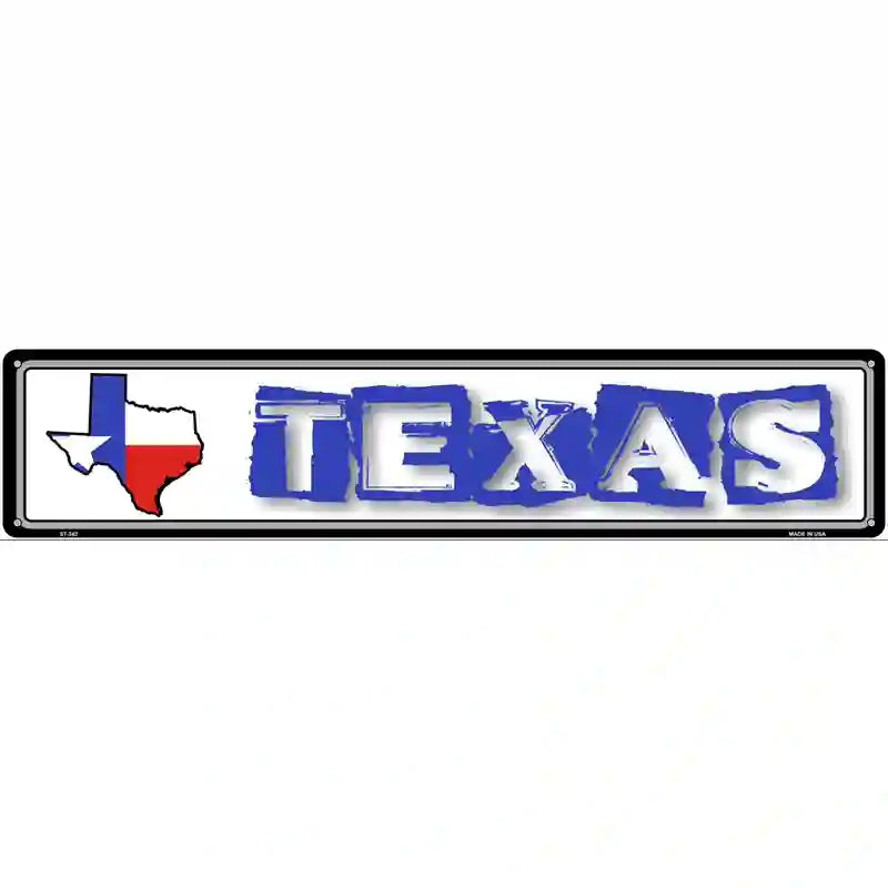 Texas State Outline Novelty Metal Vanity Street Sign 24" x 5" (ST)