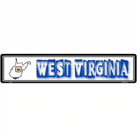 West Virginia State Outline Novelty Metal Vanity Street Sign 24" x 5" (ST)