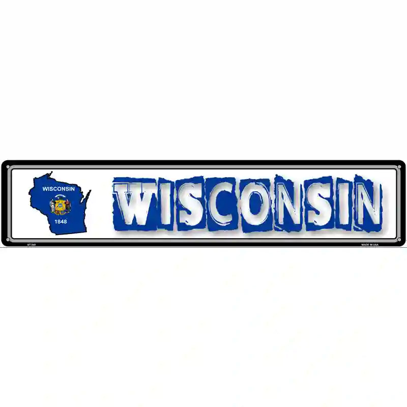 Wisconsin State Outline Novelty Metal Vanity Street Sign 24" x 5" (ST)