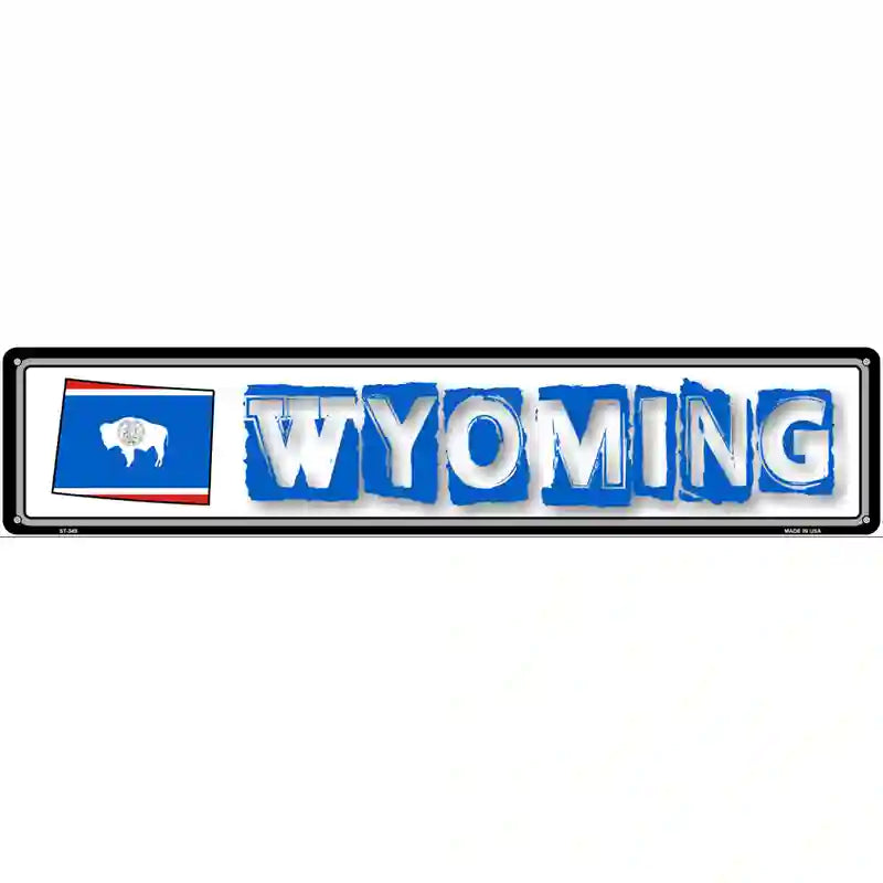 Wyoming State Outline Novelty Metal Vanity Street Sign 24" x 5" (ST)