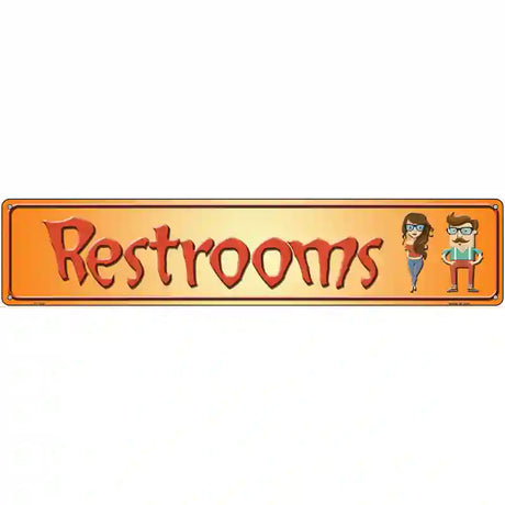 Restrooms Orange Metal Novelty Street Sign 24" x 5" (ST)