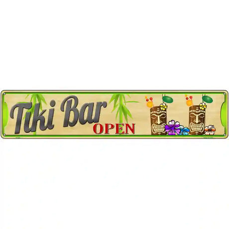 Tiki Bar Open Metal Novelty Street Sign 24" x 5" (ST)