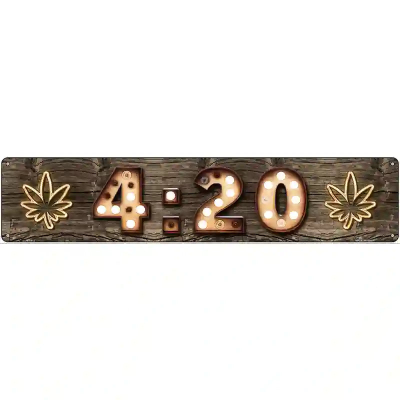 420 Bulb Lettering Novelty Metal Street Sign 24" x 5" (ST)