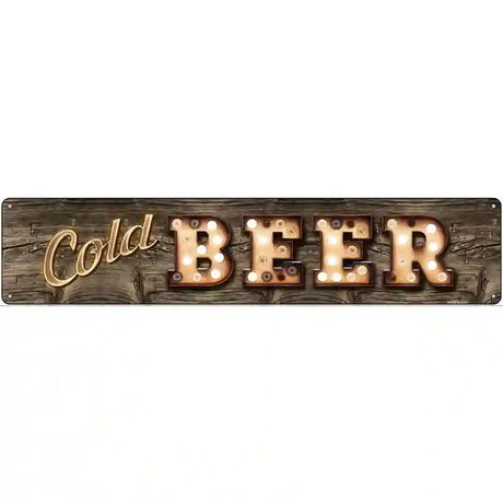 Cold Beer Bulb Lettering Novelty Metal Street Sign 24" x 5" (ST)