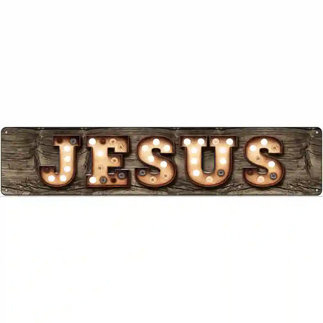 Jesus Bulb Lettering Novelty Metal Street Sign 24" x 5" (ST)