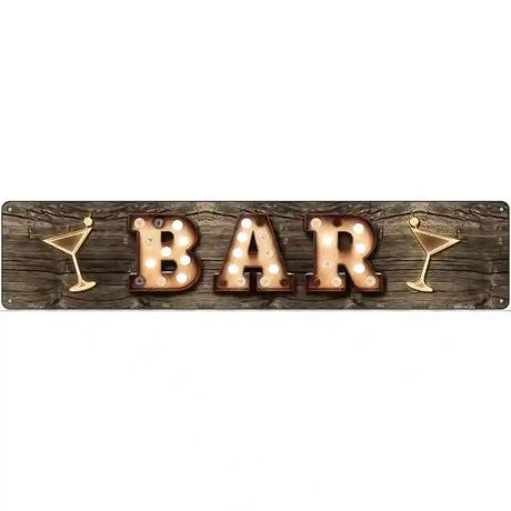 Bar Cocktails Bulb Lettering Novelty Metal Street Sign 24" x 5" (ST)