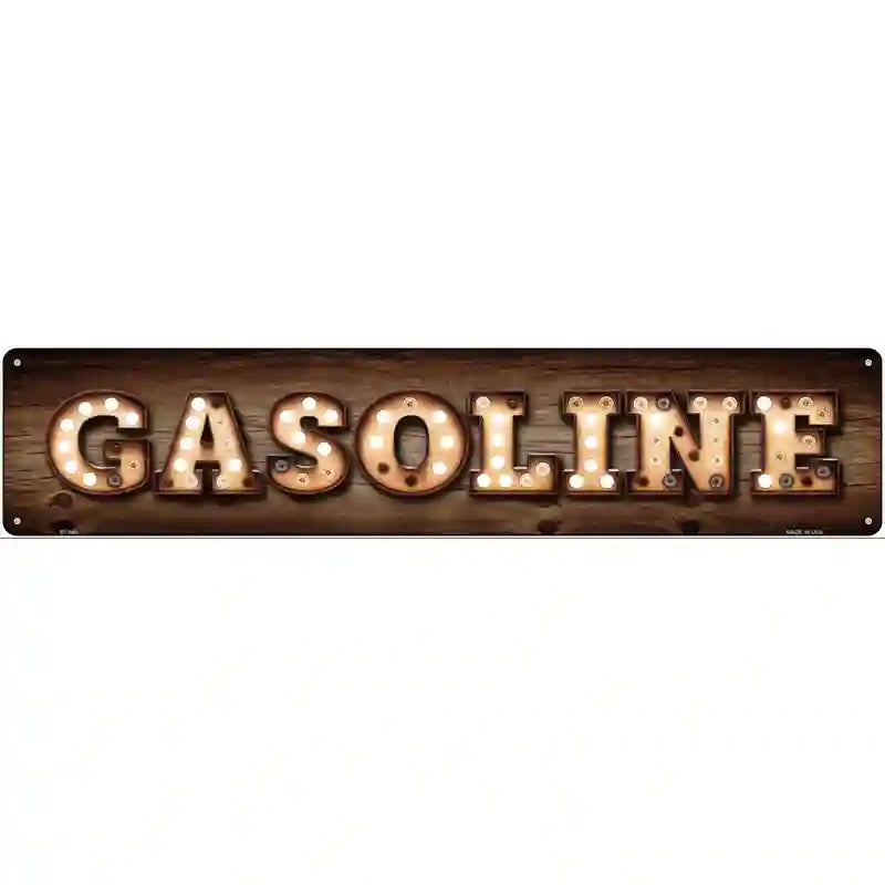 Gasoline Bulb Lettering Novelty Metal Street Sign 24" x 5" (ST)