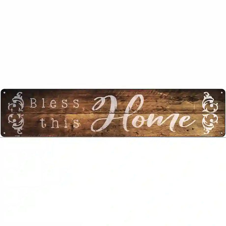 Bless This Home Wood Silhouette Novelty Metal Street Sign 24" x 5" (ST)