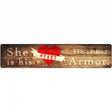 Heart and Armor Wood Silhouette Novelty Metal Street Sign 24" x 5" (ST)