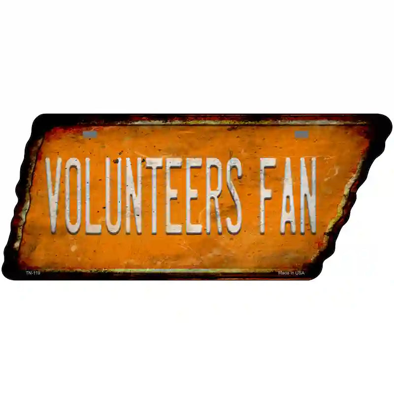 Volunteers Fan Novelty Rusty Effect Metal Tennessee License Plate Tag TN-119