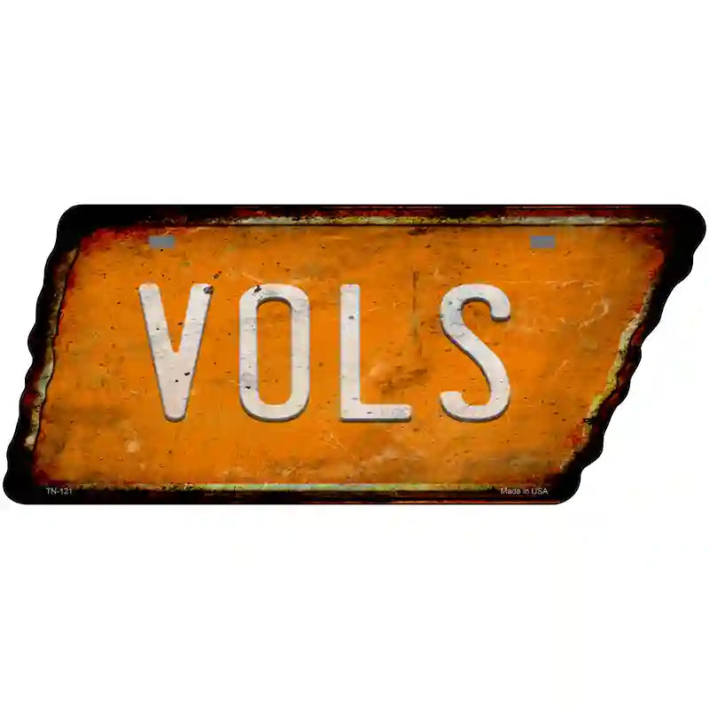 Vols Novelty Rusty Effect Metal Tennessee License Plate Tag TN-121