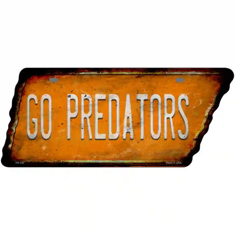 Go Predators Novelty Rusty Effect Metal Tennessee License Plate Tag TN-130