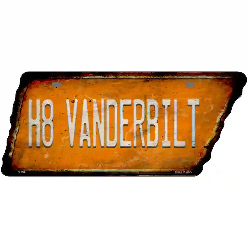 H8 Vanderbilt Novelty Rusty Effect Metal Tennessee License Plate Tag TN-168