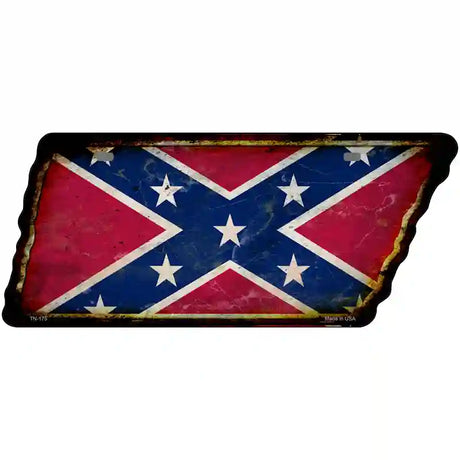 Confederate Flag Novelty Rusty Effect Metal Tennessee License Plate Tag TN-175