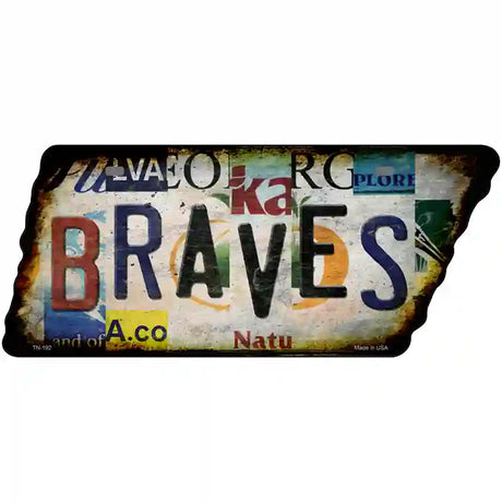 Braves Strip Art Novelty Rusty Effect Metal Tennessee License Plate Tag TN-192