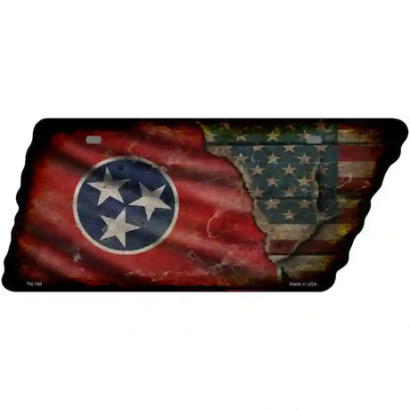 Tennessee American Flag Novelty Rusty Effect Metal Tennessee License Plate Tag TN-199