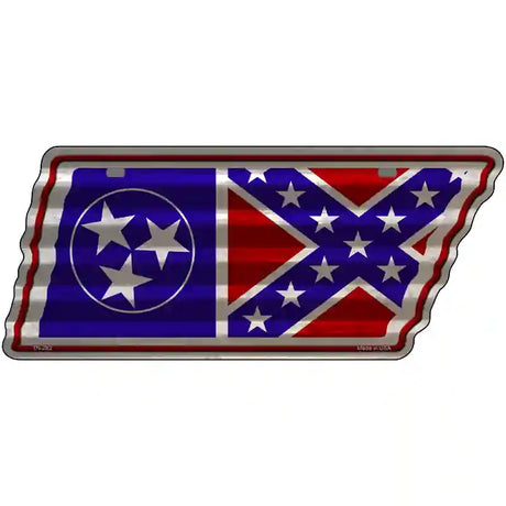 Tennessee Confederate Flag Novelty Corrugated Effect Metal Tennessee License Plate Tag TN-282