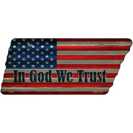 In God We Trust American Flag Novelty Corrugated Effect Metal Tennessee License Plate Tag TN-283