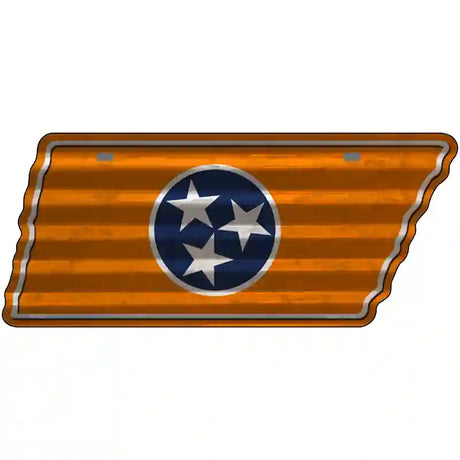 Orange Tennessee Flag Novelty Corrugated Effect Metal Tennessee License Plate Tag TN-298