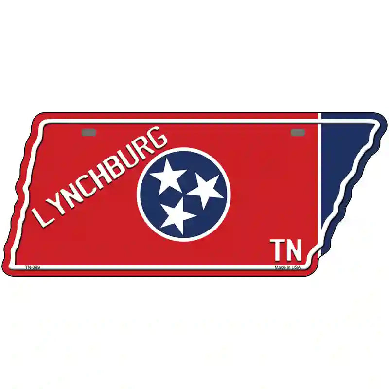 Lynchburg TN Flag Novelty Metal Tennessee License Plate Tag