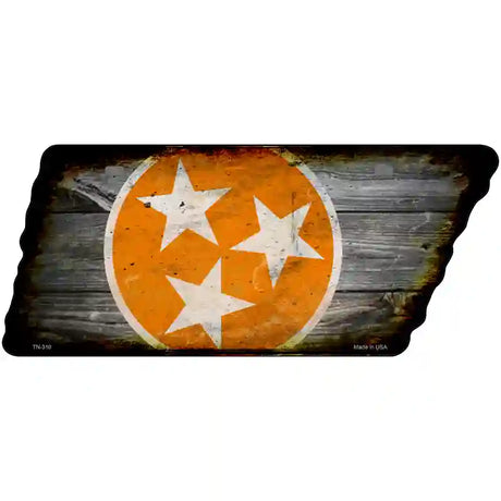 Orange Tri Star Novelty Rusty Effect Metal Tennessee License Plate Tag