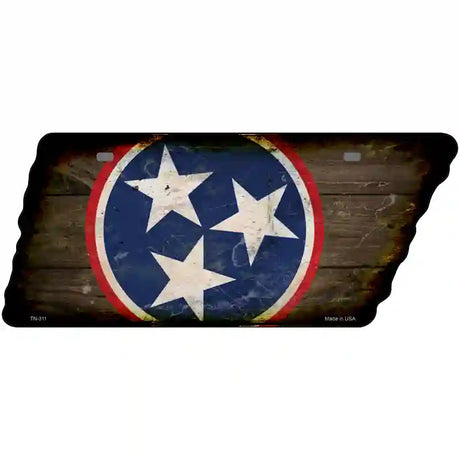 Blue Tri Star Novelty Rusty Effect Metal Tennessee License Plate Tag