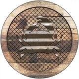 Corrugated Crab on Wood Novelty Metal Circular Sign 8" (UC)