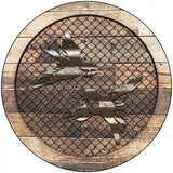 Corrugated Little Birds on Wood Novelty Metal Circular Sign 8" (UC)