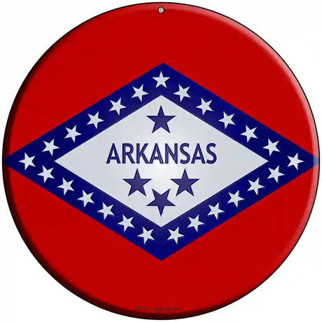 Arkansas State Flag Metal Circular Sign 8" (UC)