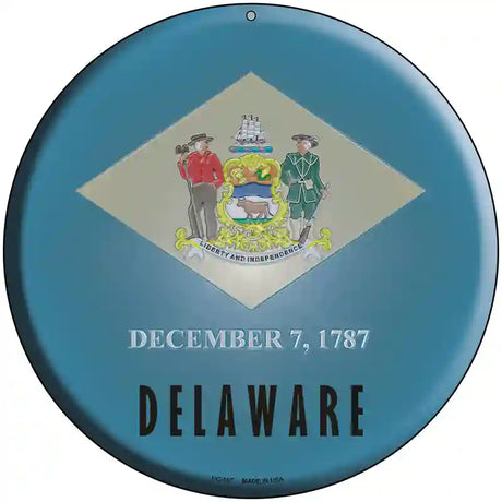 Delaware State Flag Metal Circular Sign 8" (UC)