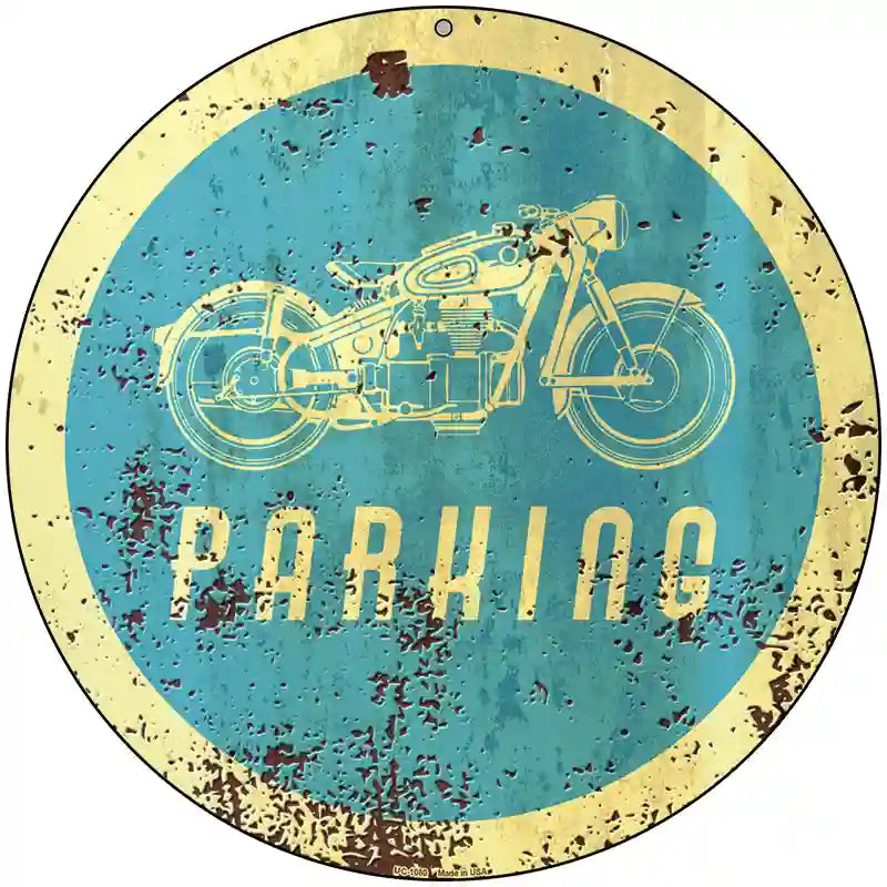 Motorcycle Parking Novelty Metal Circular Sign 8" (UC)