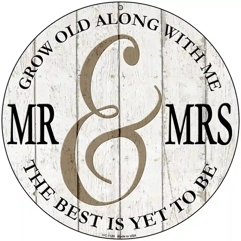 Mr and Mrs White Novelty Metal Circular Sign 8" (UC)