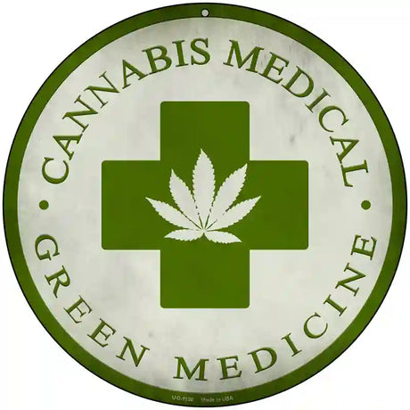 Cannabis Medicine Novelty Metal Circular Sign 8" (UC)